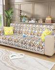 Lukzer Quilted Reversible Sofa Cover Mat with Arms | Polyester Blend 350 GSM Full Coverage & Back Belt for Stability | Washable Furniture Protector.