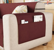 Lukzer Quilted Stipple Blue Sofa Cover Mat with Storage Side Pocket | 350 GSM Polyester Blend Full Coverage with Arms & Back Belt | Machine Washable Sofa Runner.