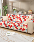 Lukzer Quilted Reversible Sofa Cover Mat with Arms | Polyester Blend 350 GSM Full Coverage & Back Belt for Stability | Washable Furniture Protector.