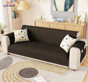 Lukzer Quilted Stipple Blue Sofa Cover Mat with Storage Side Pocket | 350 GSM Polyester Blend Full Coverage with Arms & Back Belt | Machine Washable Sofa Runner.