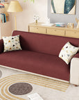 Lukzer Quilted Stipple Blue Sofa Cover Mat with Storage Side Pocket | 350 GSM Polyester Blend Full Coverage with Arms & Back Belt | Machine Washable Sofa Runner.