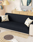 Lukzer Quilted Stipple Blue Sofa Cover Mat with Storage Side Pocket | 350 GSM Polyester Blend Full Coverage with Arms & Back Belt | Machine Washable Sofa Runner.