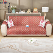 Lukzer Quilted Reversible Sofa Cover Mat with Arms | Polyester Blend 350 GSM Full Coverage & Back Belt for Stability | Washable Furniture Protector.