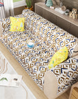 Lukzer Quilted Reversible Sofa Cover Mat with Arms | Polyester Blend 350 GSM Full Coverage & Back Belt for Stability | Washable Furniture Protector.