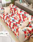 Lukzer Quilted Reversible Sofa Cover Mat with Arms | Polyester Blend 350 GSM Full Coverage & Back Belt for Stability | Washable Furniture Protector.
