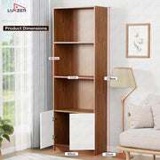 Lukzer 4-Layer Engineered Wood Bookshelf with Door | Multipurpose Rack (MR-020/Oak Brown)