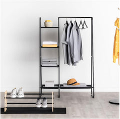Lukzer Multi-Layer A-Frame Garment Rack – 5+1 Storage Shelves (Black, 150x100x39.5cm)