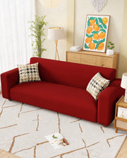 Lukzer Polyester Sofa Cover  Plain Red (SC-032-01)