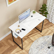 Lukzer Metal Frame Computer Desk – Engineered Wood Top (White Frame/Oak Brown Board, Black Frame/White Board) (Model: MST-005)