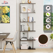 Lukzer 6 Layer Engineered Wood Space-Saving Organizer with Zigzag Open Bookshelf (MR-018/Wenge)