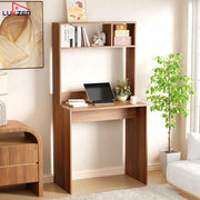 Lukzer Engineered Wood Computer Desk Study Table with Bookshelf Study Table (ST-006/Oak Brown)