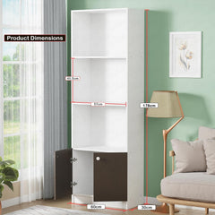 Lukzer 4-Layer Engineered Wood Bookshelf with Door | Multipurpose Rack (MR-020/White)
