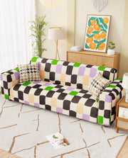 Lukzer Polyester Sofa Cover - Multi Color Square (SC-041-01)