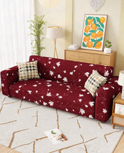 Lukzer Polyester Sofa Cover Maroon Flower (SC-009-01)