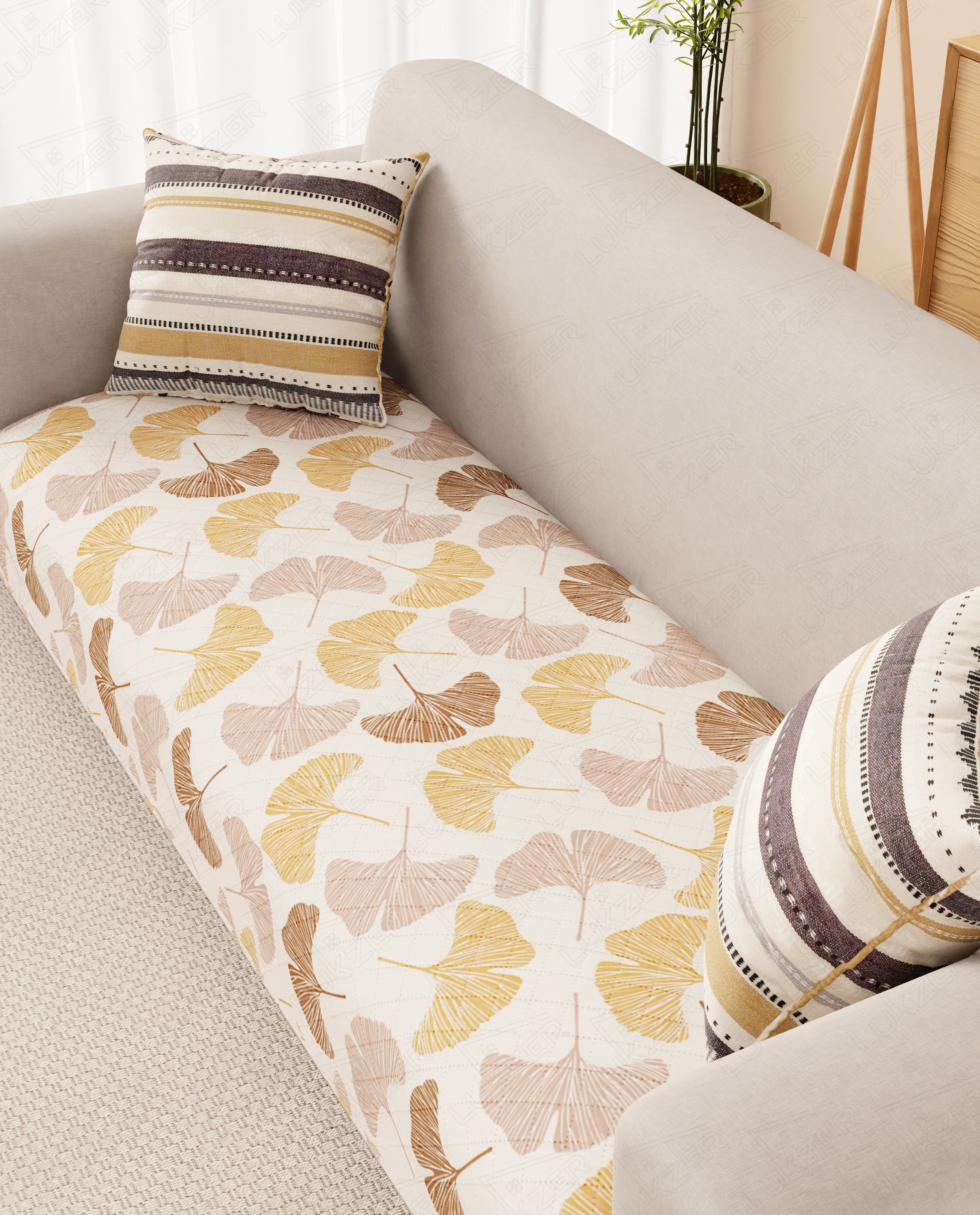 Lukzer Quilted Waterproof Sofa Mat  Fan Leaf (SC-185-01)