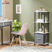 Lukzer 4-Tier Engineered Wood Bookshelf with Fabric Drawer (MRM-001/White)