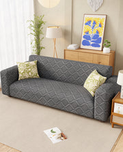 Lukzer Pastel Shades Textured Sofa Cover -  Dark Grey Diamond (SC-157-01)
