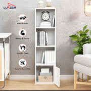 Lukzer 4 Layer Engineered Wood Storage Cabinet with Open Display Rack (MR-023/White)