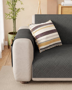 Lukzer Reversible Quilted Sofa Mat with Arms Aqua Weave Grey (SC-217-01)