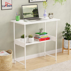 Lukzer Metal & Engineered Wood Kids Study Table with Open Shelf (MST-004S/White & White)