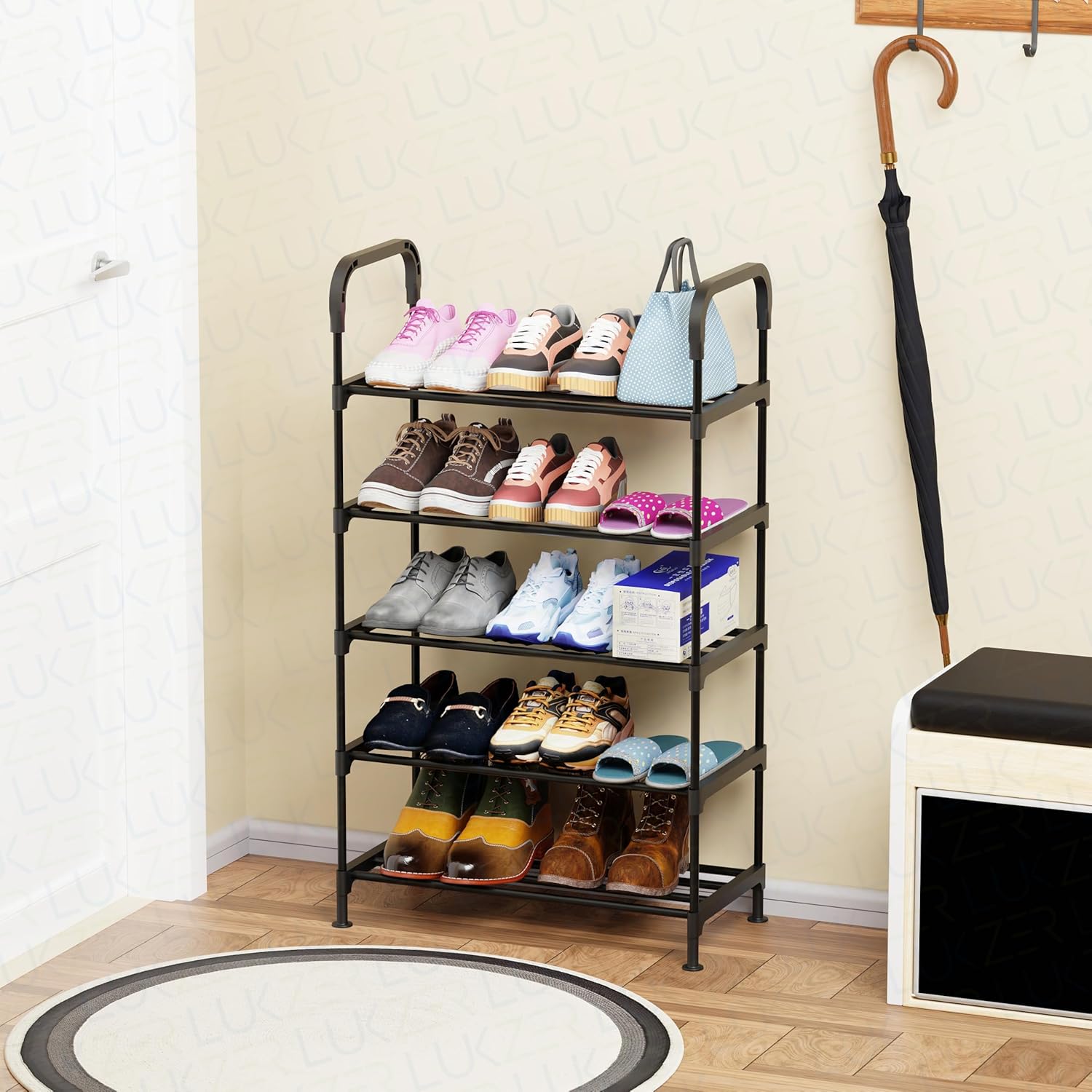 Dual Material Shoe Rack | (Black)