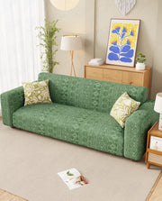 Lukzer Pastel Shades Textured Sofa Cover - Green Tribal Design (SC-071-01)