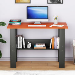 Lukzer Modern Desk with Bookshelf Study Table Made with Engineered Wood (ST-005/Charcoal Ember)