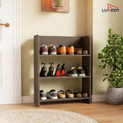 Lukzer 3‑Layer Rounded Edges Engineered Wood Open Rack Cabinet Bookshelf (MR‑016/Wenge)