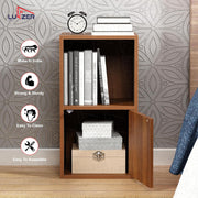 Lukzer Engineered Wood 2 Layer Storage Cabinet with Open Display Rack (MR-021/Oak Brown)