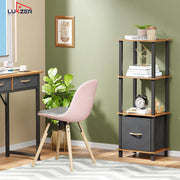 Lukzer 4-Tier Engineered Wood Bookshelf with Fabric Drawer (MRM-001/Oak Brown)