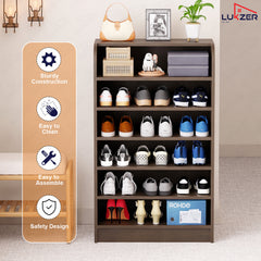 Lukzer Heavy-Duty 6 Layer Open Shoe Organizer Rack Stand (SR-005/Wenge)