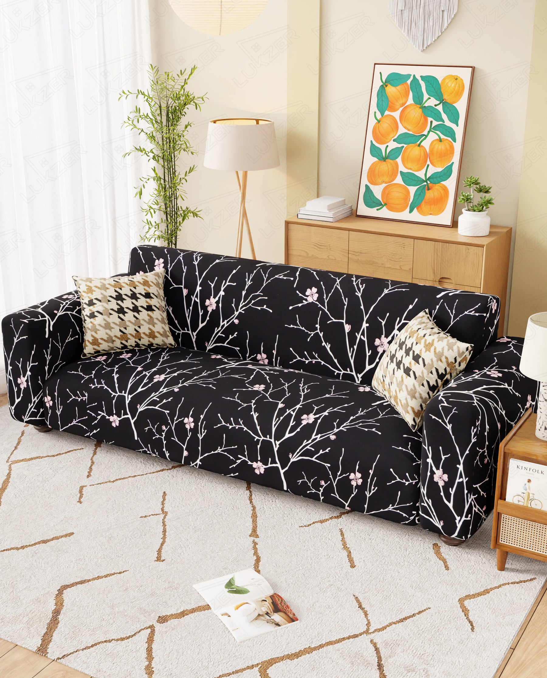 Lukzer Polyester Sofa Cover - Black Stem (SC-001-01)