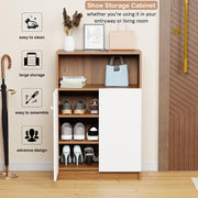 Lukzer 4-Tier Engineered Wood Shoe Organizer Rack Shelf with Door (SR-003/Oak Brown)