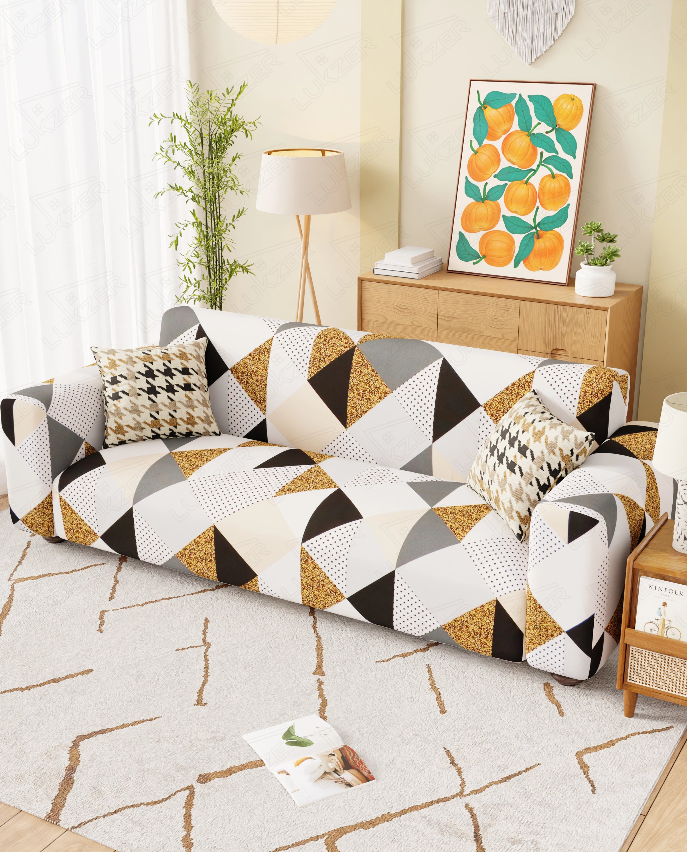 Lukzer Polyester Sofa Cover - Prism Dotted (SC-045-01)