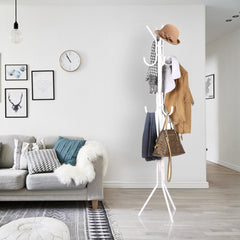 Lukzer 8-Hook Freestanding Metal Coat Stand – Stylish & Durable (Blue/White/Black, 170x42cm