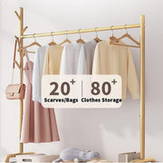 Lukzer Heavy-Duty Portable Metal Clothes Rack with Single Rod & Bottom Shelf (MGR-001/Gold)