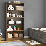 Lukzer 6-Layer Engineered Wood Bookshelf & Open Display Rack – Multi-Purpose Organizer (White, Light Oak & Oak Brown) | MR-007, 136x24x71cm