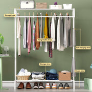 Lukzer Multifunctional Metal Garment Stand with Bottom Shelf (MGS-004/White)