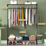 Lukzer Multifunctional Metal Garment Stand with Bottom Shelf (MGS-004/Black)