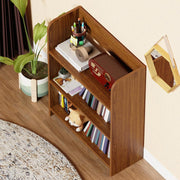 Lukzer 3‑Layer Rounded Edges Engineered Wood Open Rack Cabinet Bookshelf (MR‑016/Oak Brown)