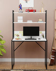 Metal & Wood Computer Desk with 3 Shelves | (MST-006)