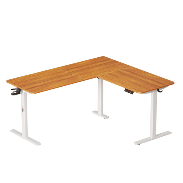 Lukzer Electric Height Adjustable Desk with USB & Type-C Study Table (EST-001/UC-White & Oak Brown) 3-Years Warranty