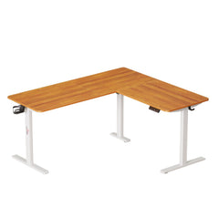Lukzer Electric Height Adjustable Desk with USB & Type-C Study Table (EST-001/UC-White & Oak Brown) 3-Years Warranty