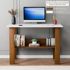 Lukzer Engineered Wood Modern Computer Desk with Bookshelf Study Table (ST-004/Dual Color)