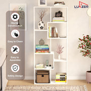 Lukzer 8 Shelves Modern Engineered Wood Book Shelf with Storage Display Rack (MR-004/White)