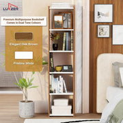 Lukzer Dual Tone Engineered Wood 5-Layer Bookshelf Easy to Assemble (MR-013/White & Oak Brown)