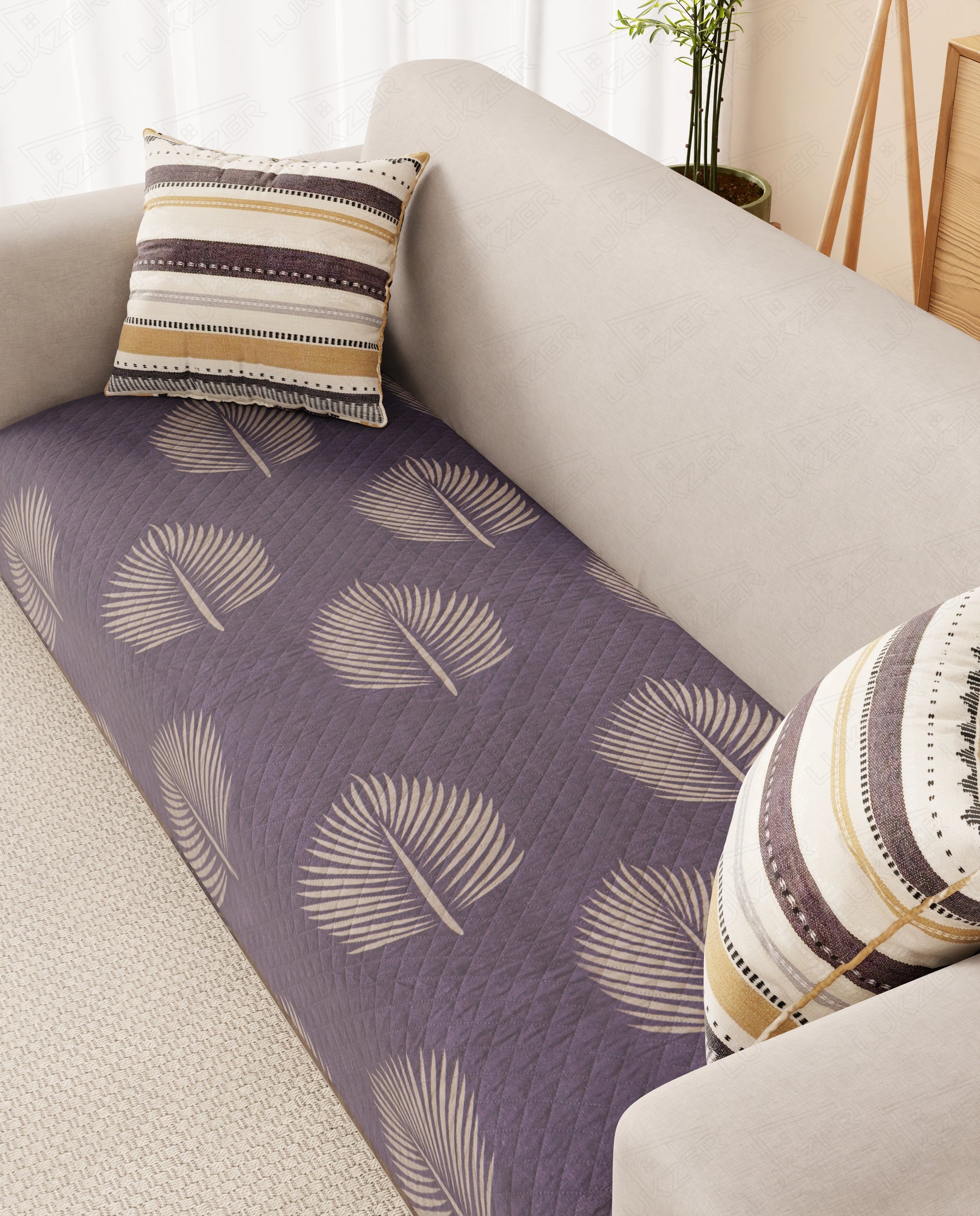 Lukzer Reversible Quilted Sofa Mat Sapphire Bloom (SC-182-01)