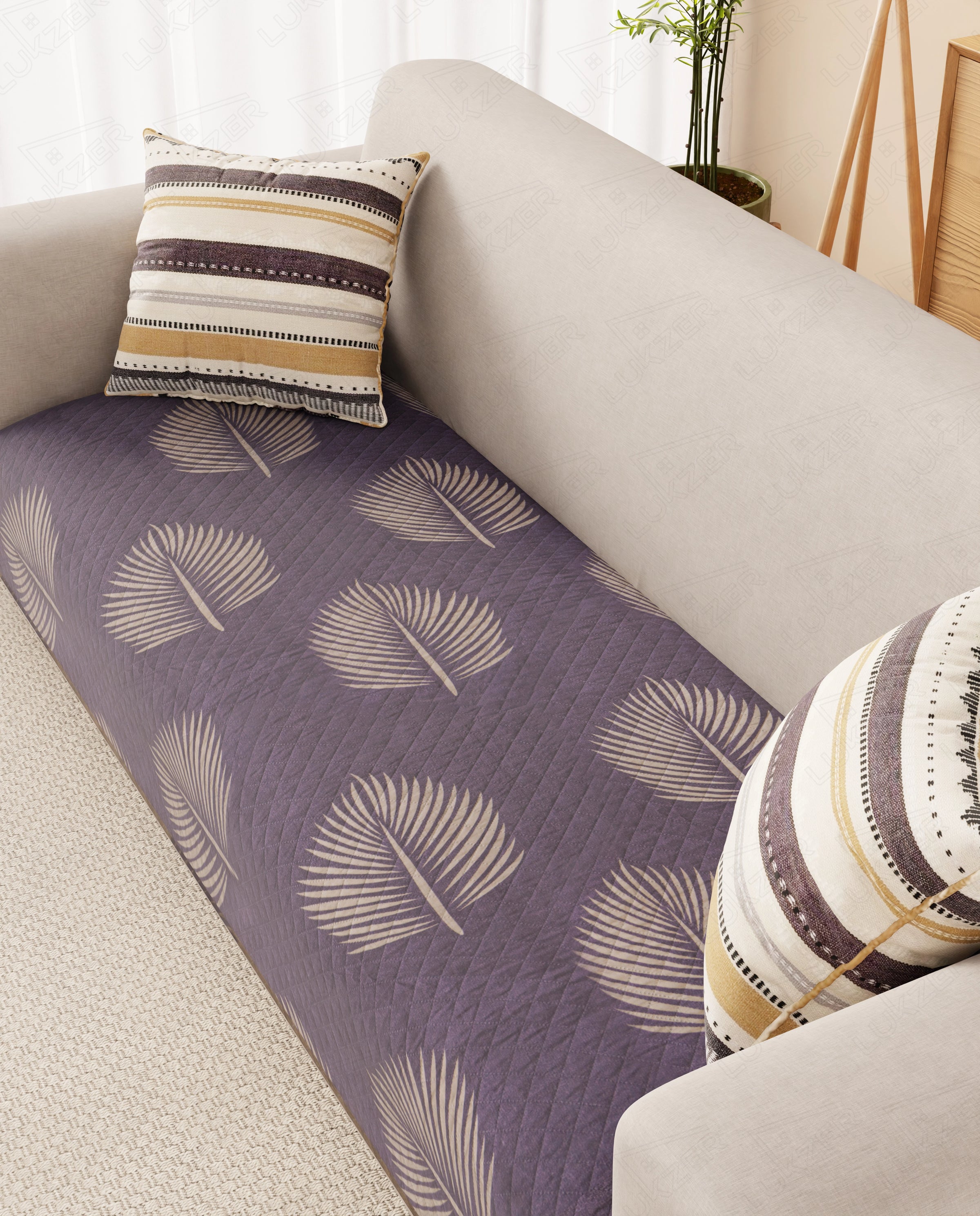 Lukzer Reversible Quilted Sofa Mat Sapphire Bloom (SC-182-01)