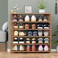 Lukzer 5-Tier Engineered Wood Shoe Rack | Multipurpose Storage Shelf (SR-002/Oak Brown)