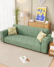 Lukzer Pastel Shades Textured Sofa Cover - Green Tangled Lines (SC-121-01)